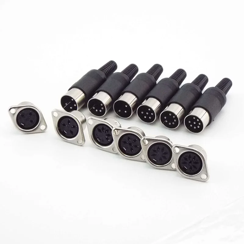 DIN 3 4 5 6 7 8 Pin штекер с пластиковой ручкой + гнездовая розетка скрытая панель