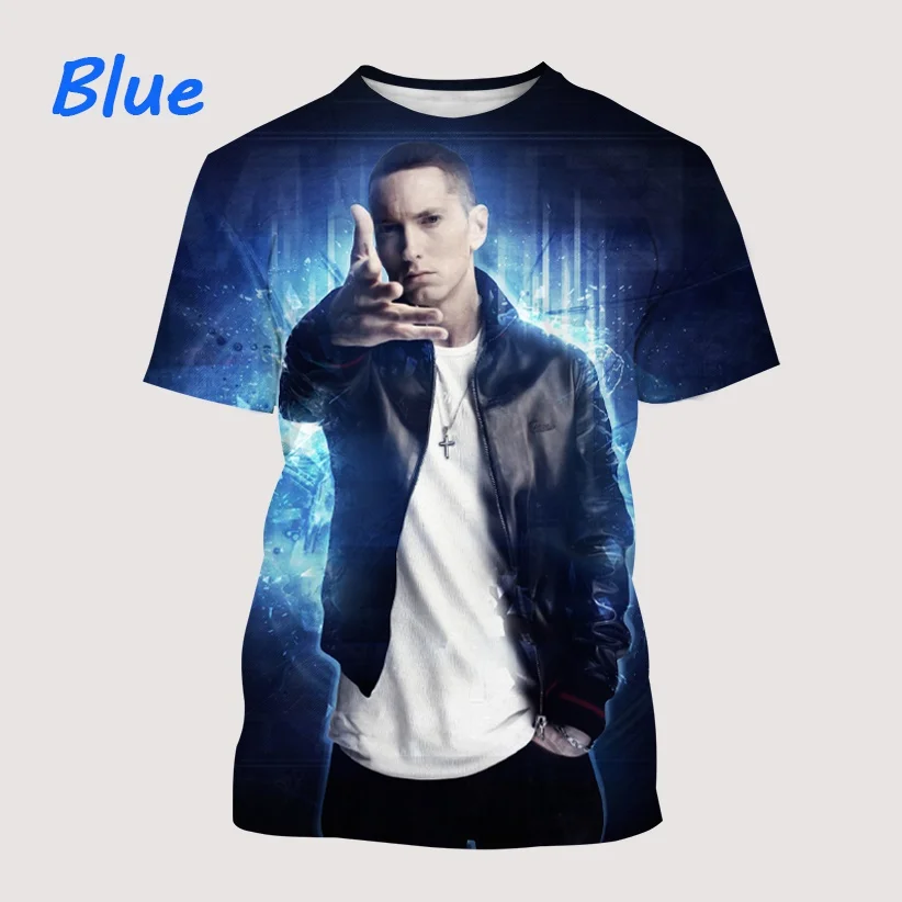 

Летняя Повседневная Женская/мужская футболка E-Eminem в стиле хип-хоп с короткими рукавами, яркая Свободная Повседневная футболка с 3D-принтом
