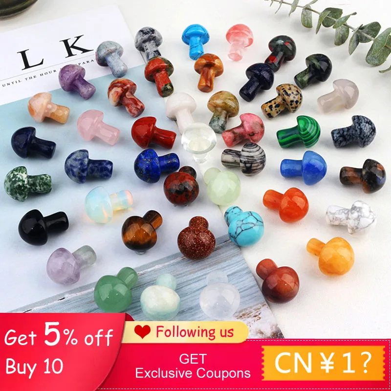

Multi-specification Natural High-quality Crystal Mushroom Shape Feng Shui Crafts Home Decorations Christmas Gifts Decorations