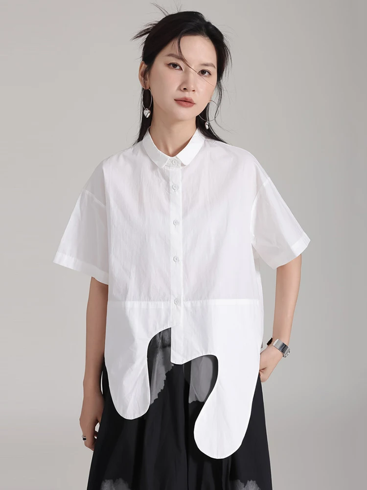 

XITAO Irregular Casual Shirt Simplicity Solid Color All-match Trend Fashion Appear Thin Women Summer New Loose Top DMJ1944