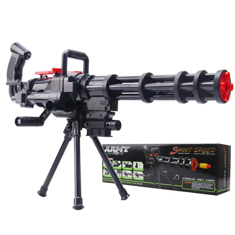 

Gatling Continuous Soft Shot Gun Airsoft Gun Model Toy Rubber Bullet Machine Gun For CS Fighting Adults Children Toys