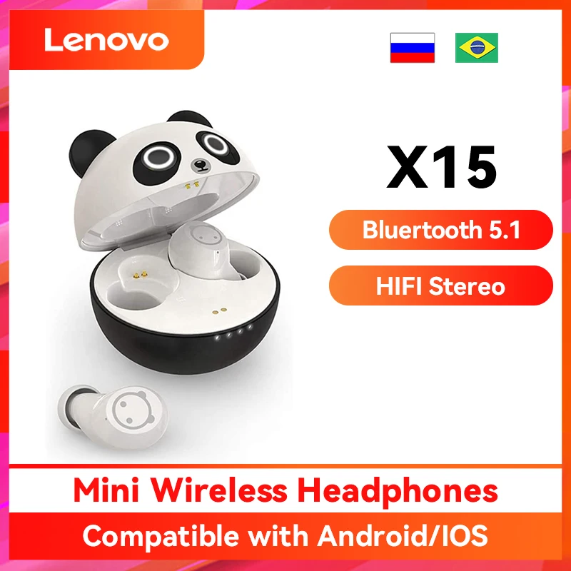 

Lenovo Thinkplus X15 TWS Wireless Bluetooth Earphones HIFI Stereo Mini Wireless Headphones Cute Appearance with Earplugs