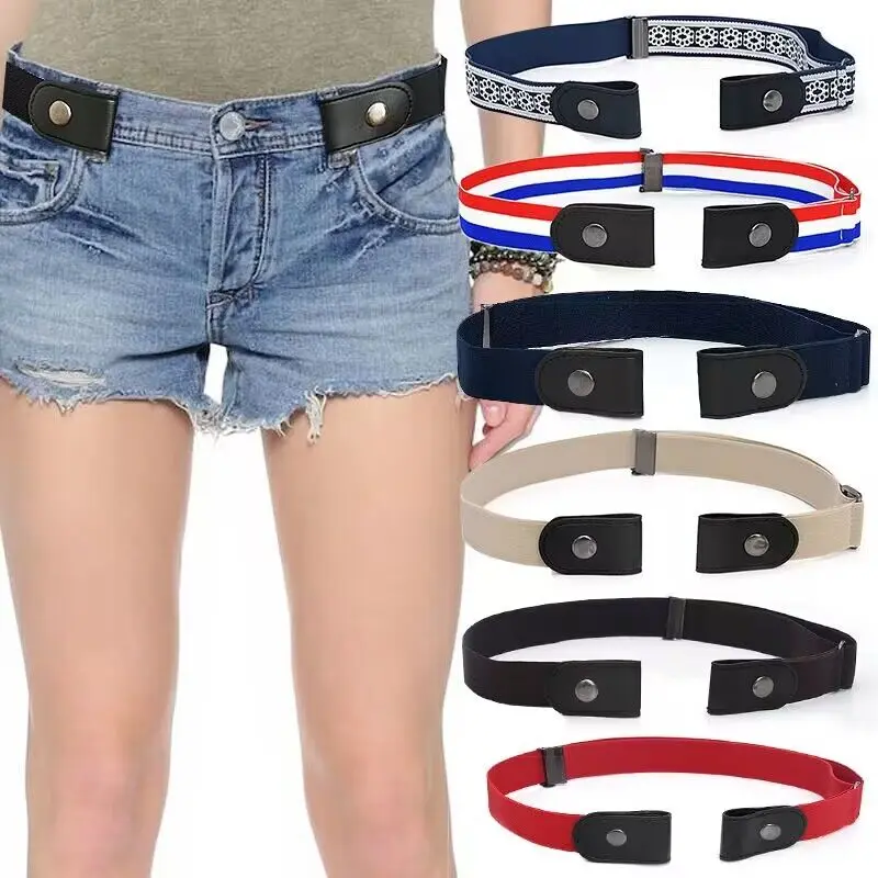 New Unisex Buckle-Free Elastic Belt for Jeans Pants Dress Stretch Waist for Adult Women Men No Buckle Without Buckle Free Belts