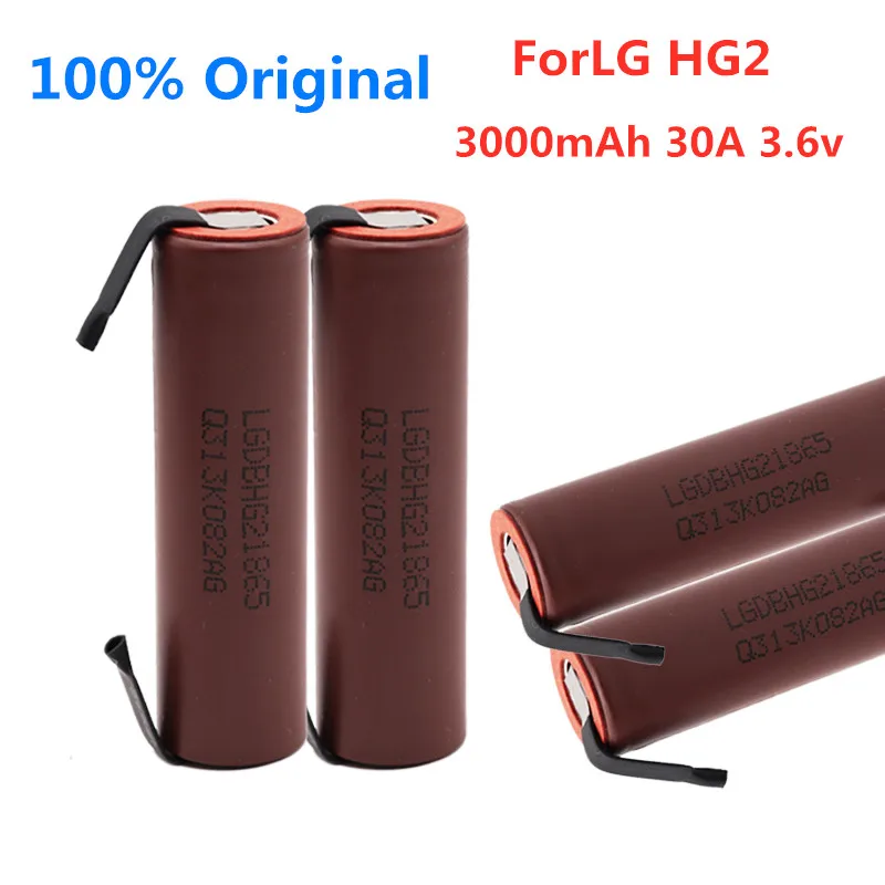 Фото Аккумулятор для отверток LG HG2, 3000 мАч, 3,6 В, 18650, с припаянными полосками №2