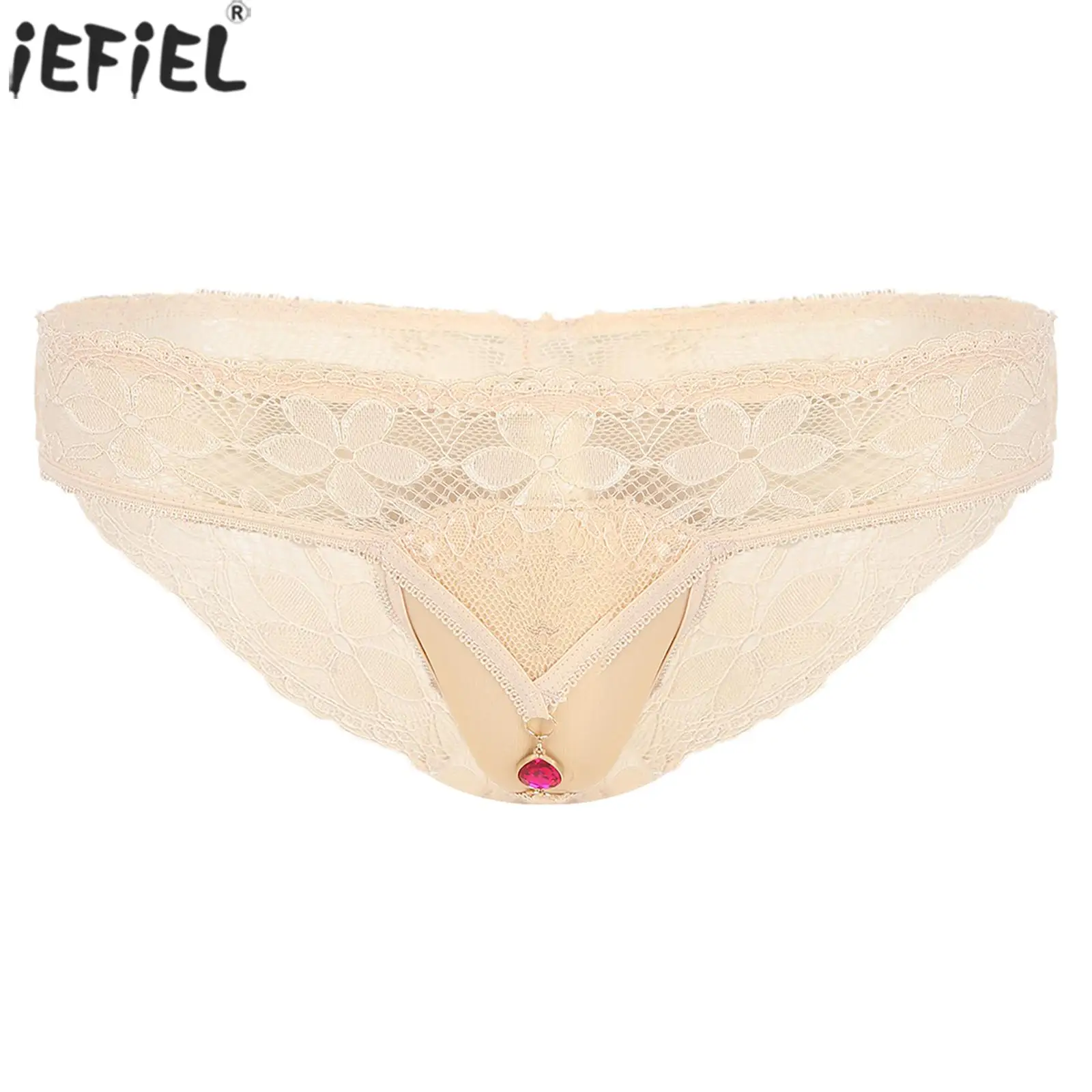 

Sissy Mens Low Rise Lace Briefs Contour Pouch Thong Breathable Underpants Transvestite Gay Cross-Dresser Underwear Cosplay Party