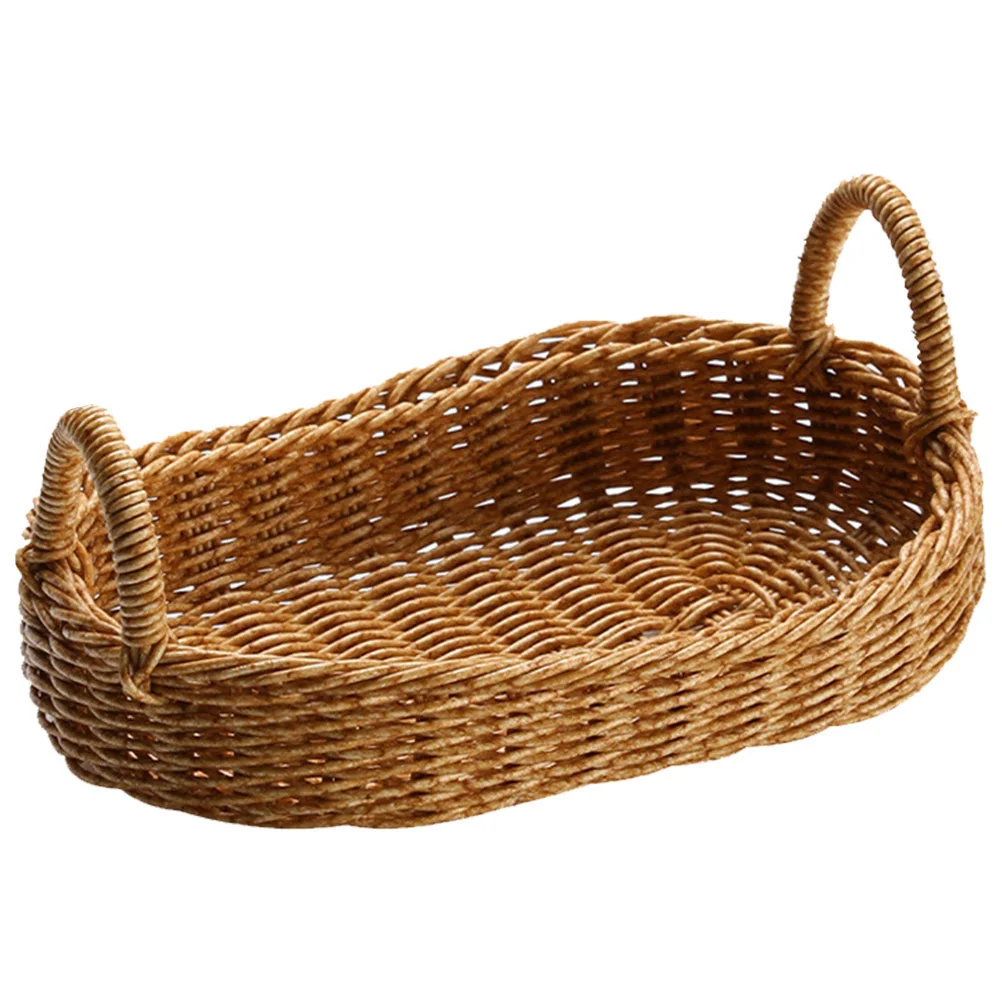 Плетеная ваза для фруктов корзина сервировки хлеба тканый поднос легкий