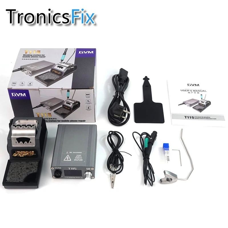 

New GVM T115 45W Constant Temperature Welding Soldering Station with C115 Iron Tips for Mobile Phone Motherboard PCB Repair Tool