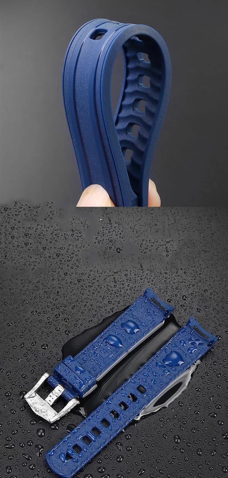 Ремешок мужской из нержавеющей стали силиконовый спортивный браслет для часов