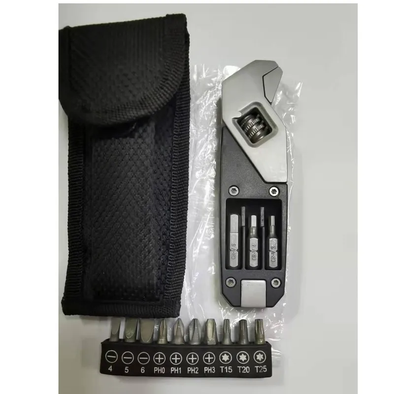 

Multifunctional Wrench with Screwdriver Open End Wrench Adjustable Suitable for Outdoor Home Repair Easy Carry Multitool Wrench