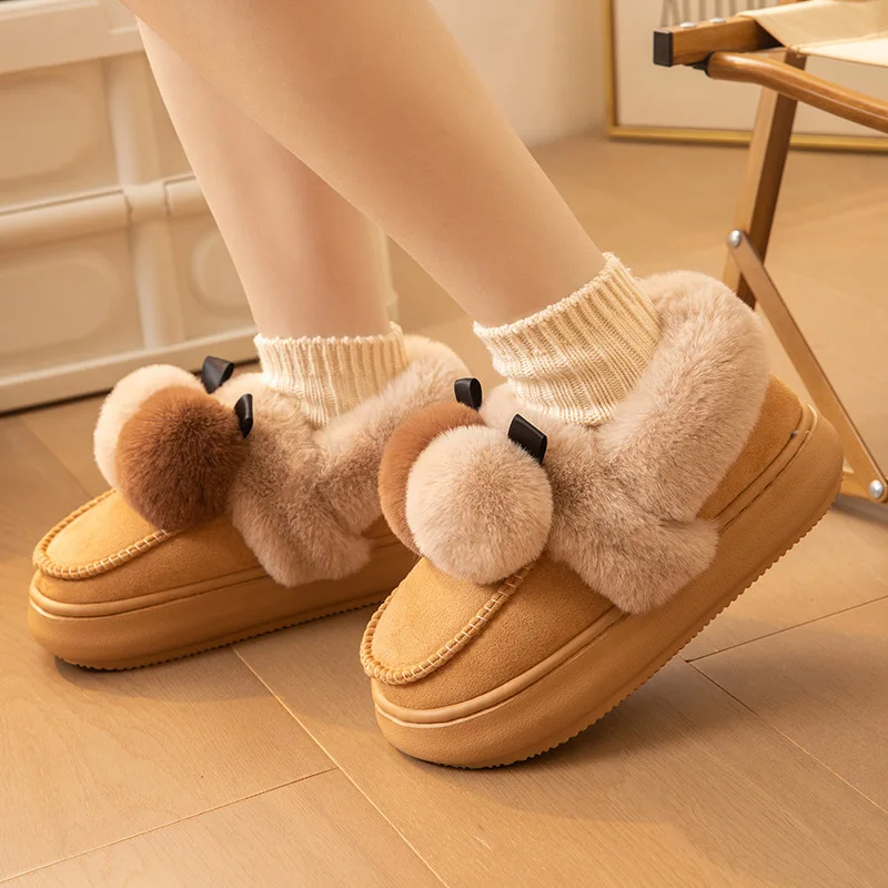 

WTEMPO Warm Plush Slippers For Women Men Winter Indoor Fashion Furry Slippers Flully Cotton Slides Comfortable Home Bedroom Shoe