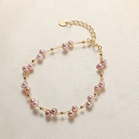 wedding 18k gold romantic bracelet pearl jewelry double natural freshwater pearl bracelets for women birthday gift