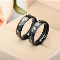 fashion titanium steel ecg love ring korean trend youth boy girl rings jewelry accessories gifts