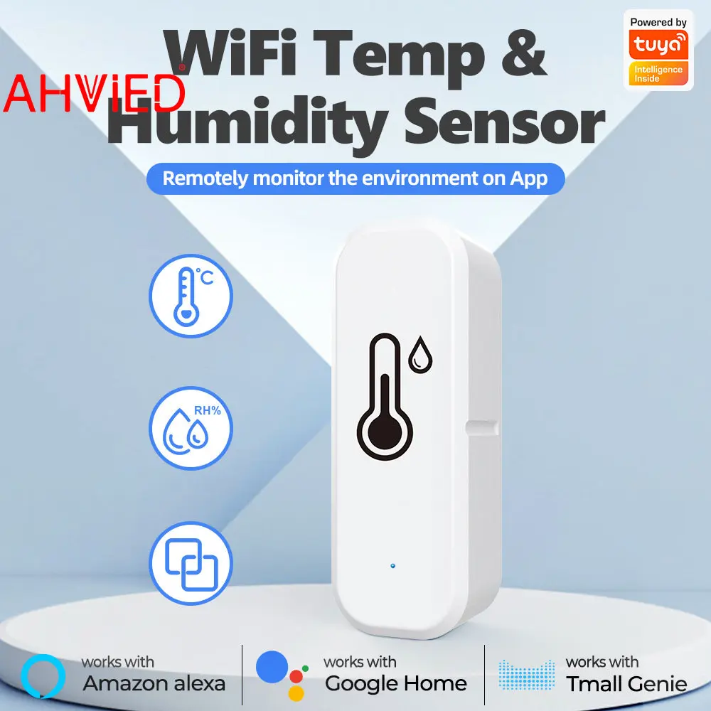 

Датчик температуры и влажности Tuya Smart Life ZigBee/Wi-Fi, сенсор для умного дома, работает с Alexa и Google Assistant, Genie