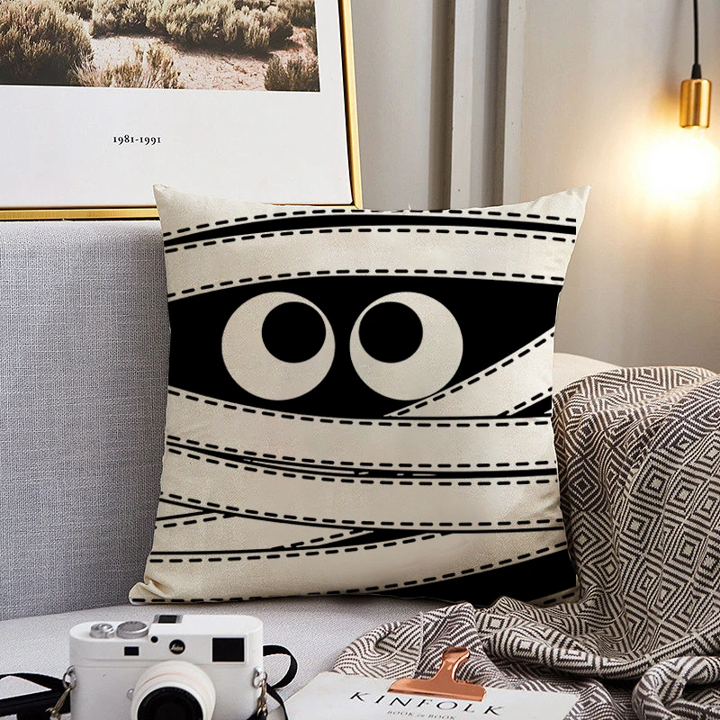 

Halloween Cushion Cover 45x45cm Linen Pillowcase Trick or Treat Home Sofa Decorative Throw Pillow Case Party Decor Pillow Covers