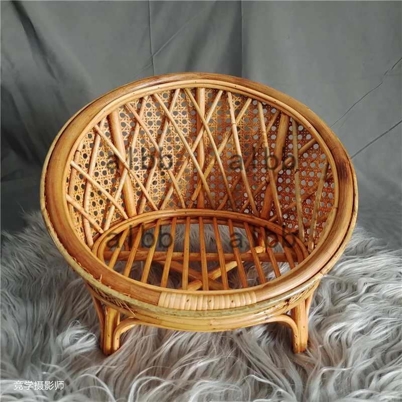 Newborn Photography Props Woven Rattan Retro Chair Baby Shoot Sofa Round Chair Studio Fotografie Accessoires Growth Souvenir