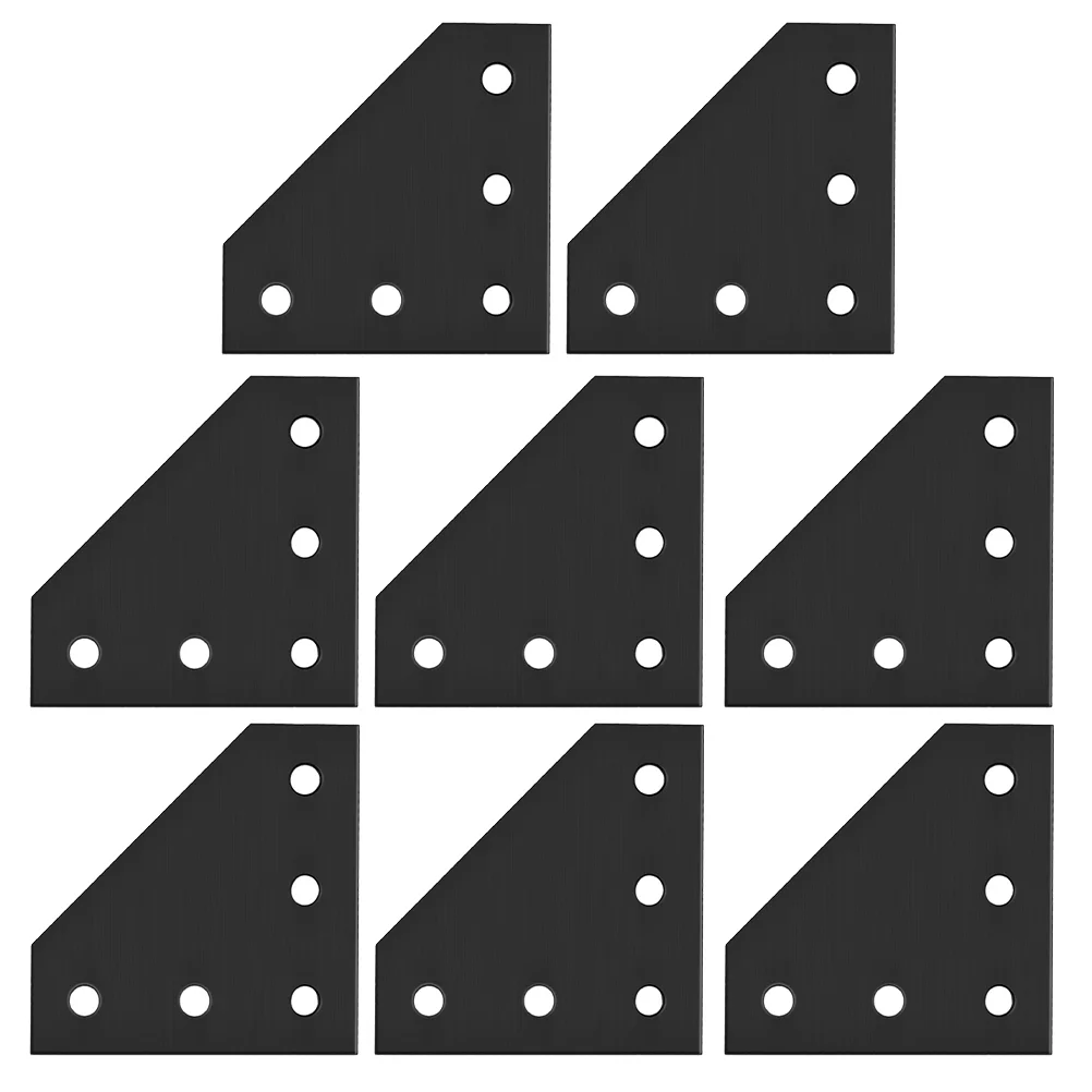 

8pcs Outside Black CNC Angle Bracket L Bracket 5 Hole Joint Plates Aluminum L Bracket Square Tubing Connector Corner Bracket