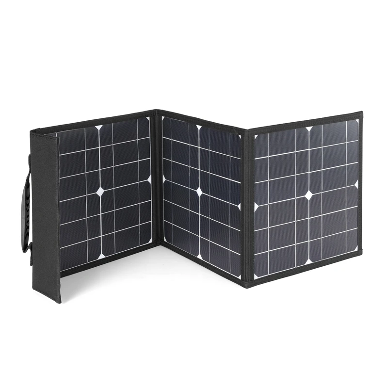 

2023 d-c+USB Fast Charge 18V 100W Foldable Solar Panel Portable Solar Battery Charger Power Bank for Phone Camping Van RV