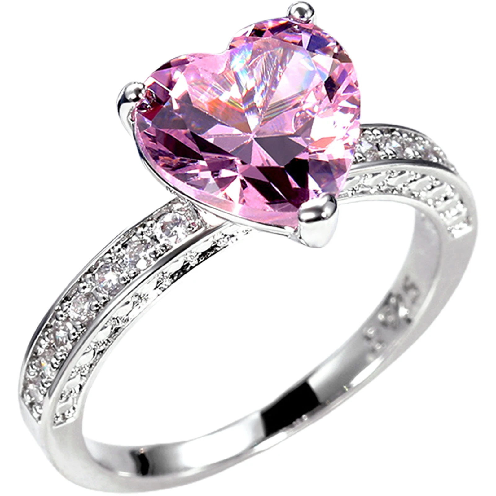 

Full Artificial Diamond Ring Luxurious Design Love Heart Zircon Finger Jewelry