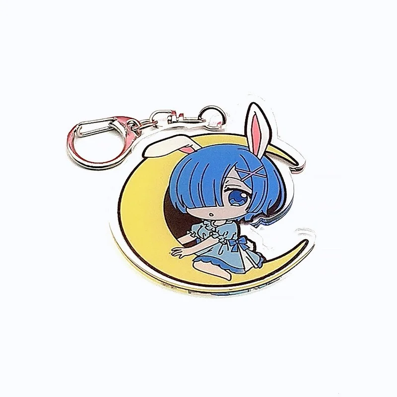 

Anime Re:Life In A Different World From Zero Keychains Japanese Cartoon Figues Rem Ram Key Chains Women Men Gifts Accessory