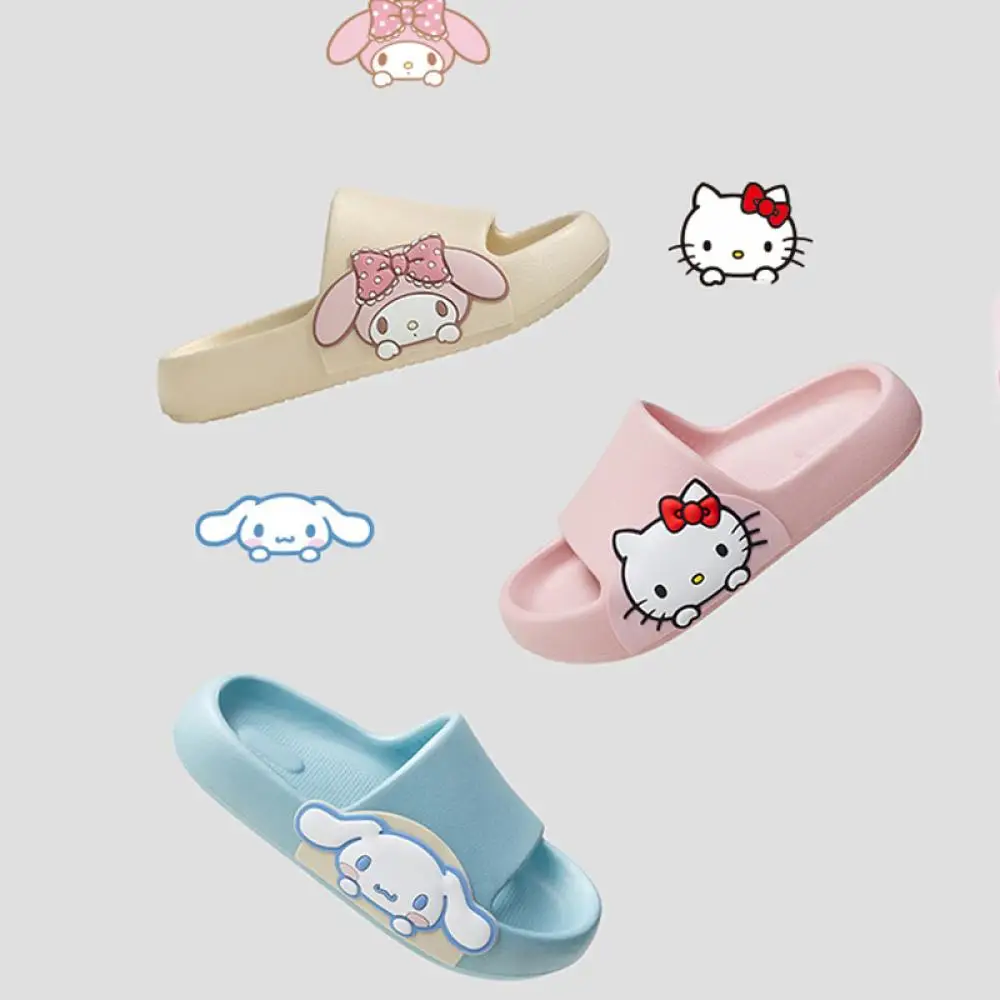 

Sanrioed Kawaii Anime Cinnamoroll My Melody Hellokittys Cartoon Cute Bath Sandals Slippers Summer Kids Indoor Home Non-Slip