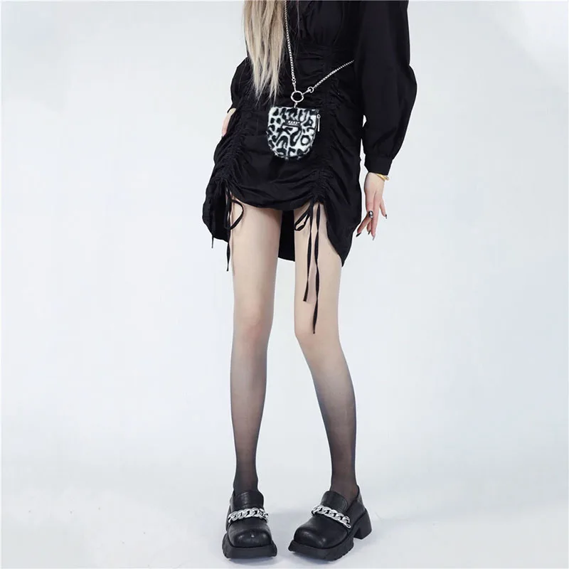 

Ladies socks Kawaii explosion style gradient color stockings ladies wind gray black arbitrary cut black silk