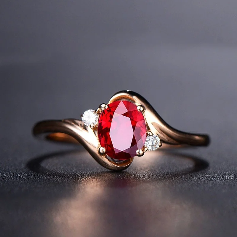 

White Copper Red Corundum Gem Oval Pigeon Blood Red Electroplating Ring Female Opening Adjustable Wedding Ring rings for women