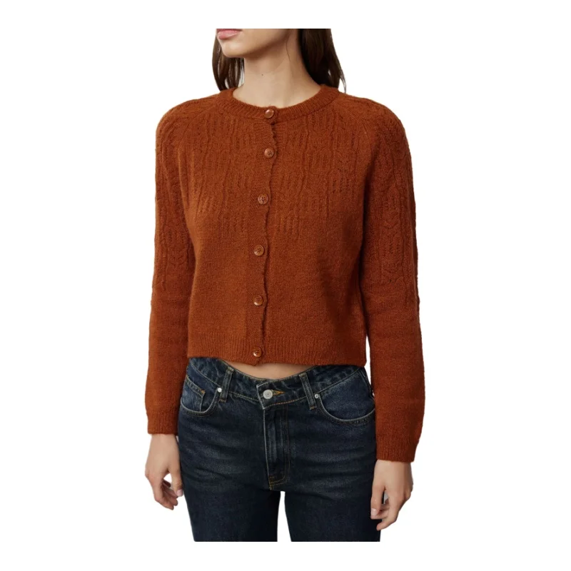 Женский кардиган Trendyol TYZA повседневный трикотаж Ajouré стандартного кроя с круглым