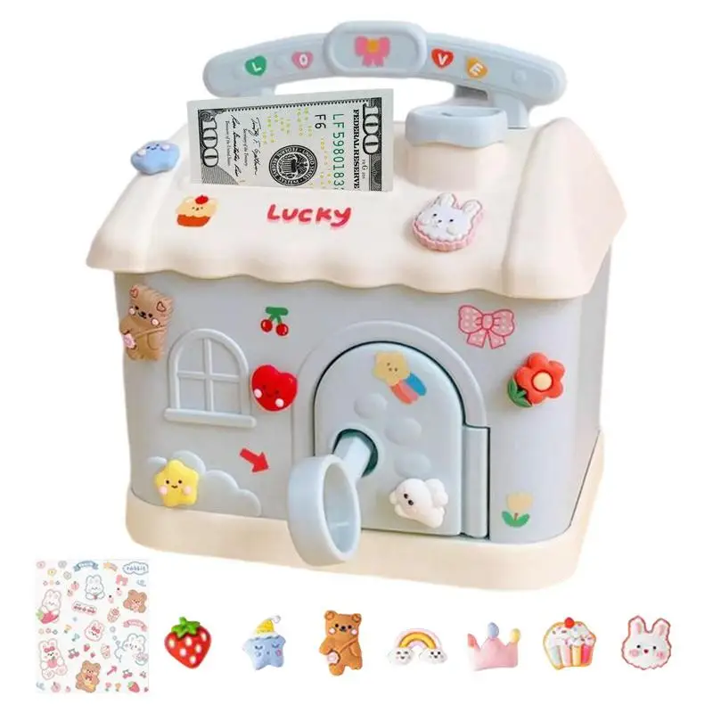 

Сберегательная коробка для дома, копилка для реальных денег, копилка для монет с замком, подарок для девочки