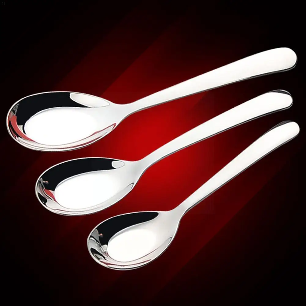 

Stainless Steel Chinese Soup Spoons Home Kitchen Deepen Large Capacity Silver Mirror Polished Flatware For Soup Rice Tablew L1d5