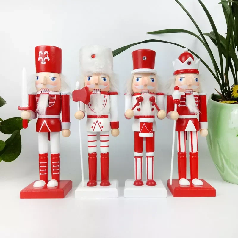 

4pcs/set 25cm New Year Decor Kids Doll Wooden Nutcracker Soldier Merry Christmas Decoration Kid Gift Home decora toys