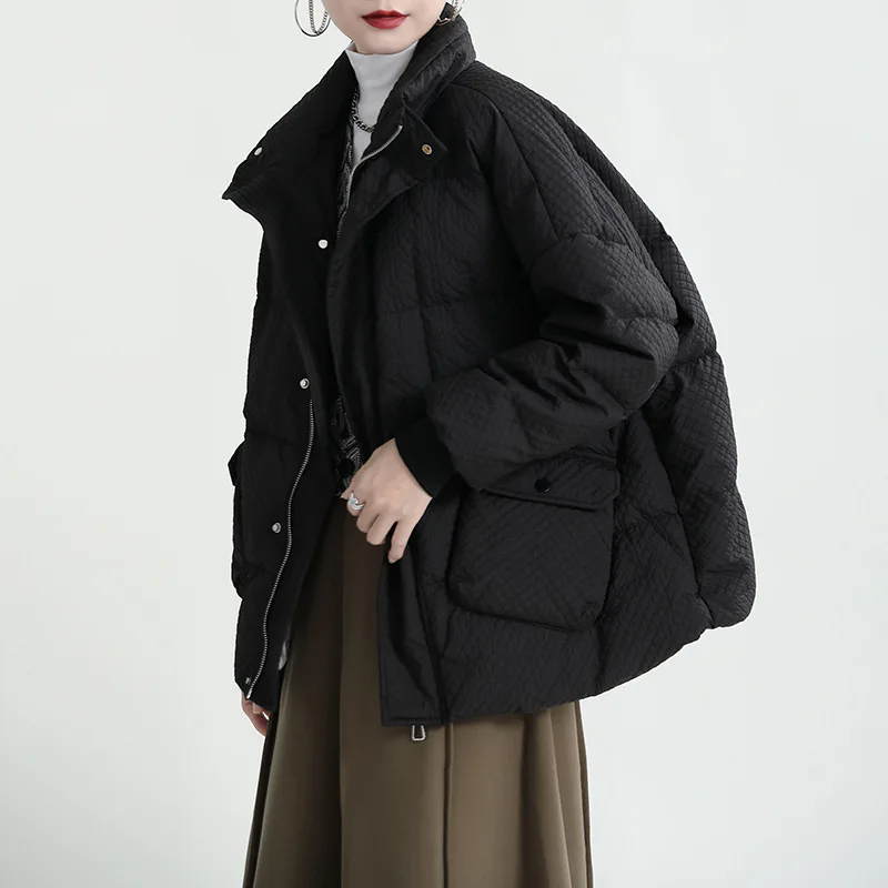 

Женская короткая куртка на утином пуху, короткая Дизайнерская куртка с воротником из белого утиного пуха, со стразами, зима 2022