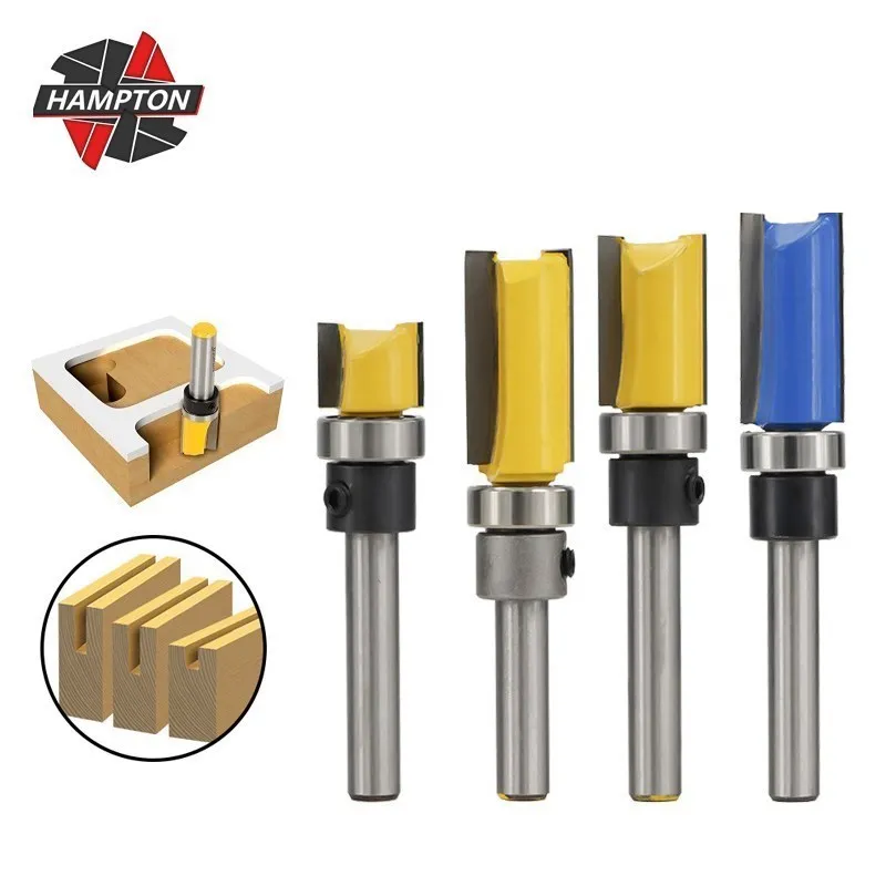 

Hampton Pattern Router Bit Bearing Flush Trim 1/4" Shank Router Bit For Wood Milling Cutter Engraving Bit Straight End Mill