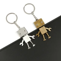 vintage creative golden robot keychain for men personality car key ring fashion backpack pendant accessories friends gift