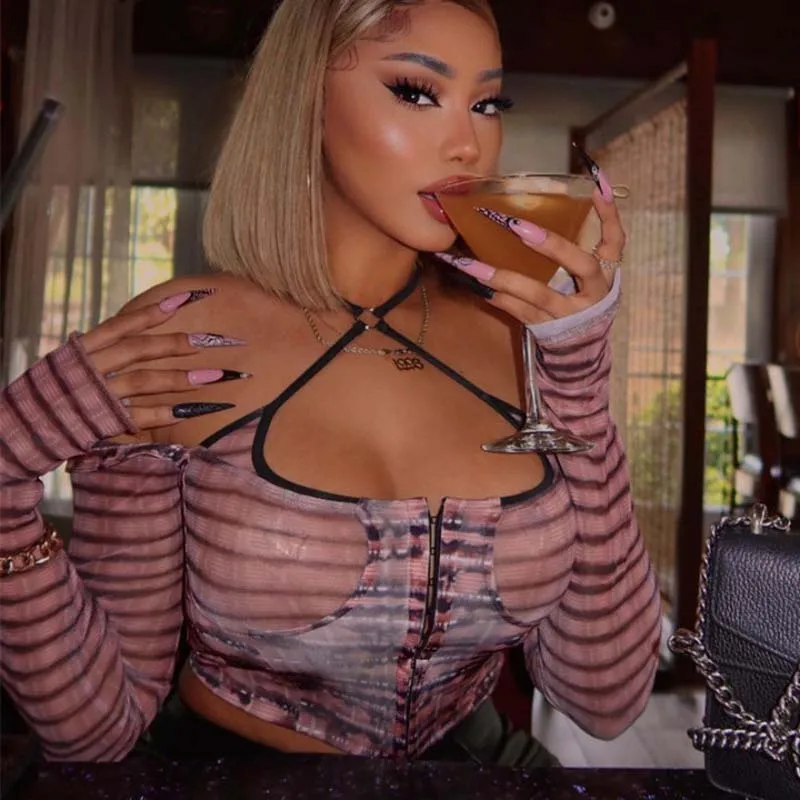 Y2k женская футболка с длинным рукавом рисунком |