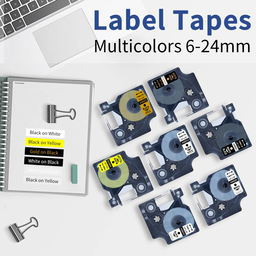 

Compatible for Dymo LabelManager 45013 Label Tape 12mm Black on White Black on Yellow 6mm 9mm 19mm for LM160 LM280 Label Printer