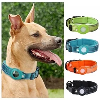 dog collar with apple airtag case nylon pet collar reflective soft anti lost tracking collars suit for dogs supplies