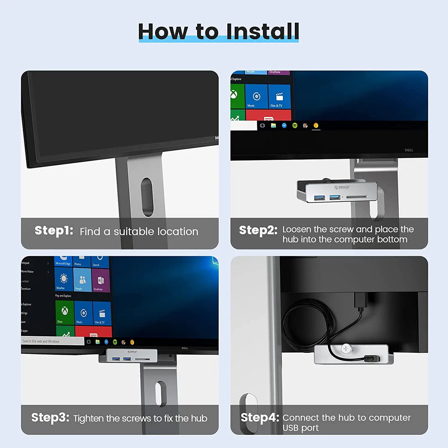 USB-разветвитель ORICO алюминиевый с 4 USB-портами и зажимом | Компьютеры офис