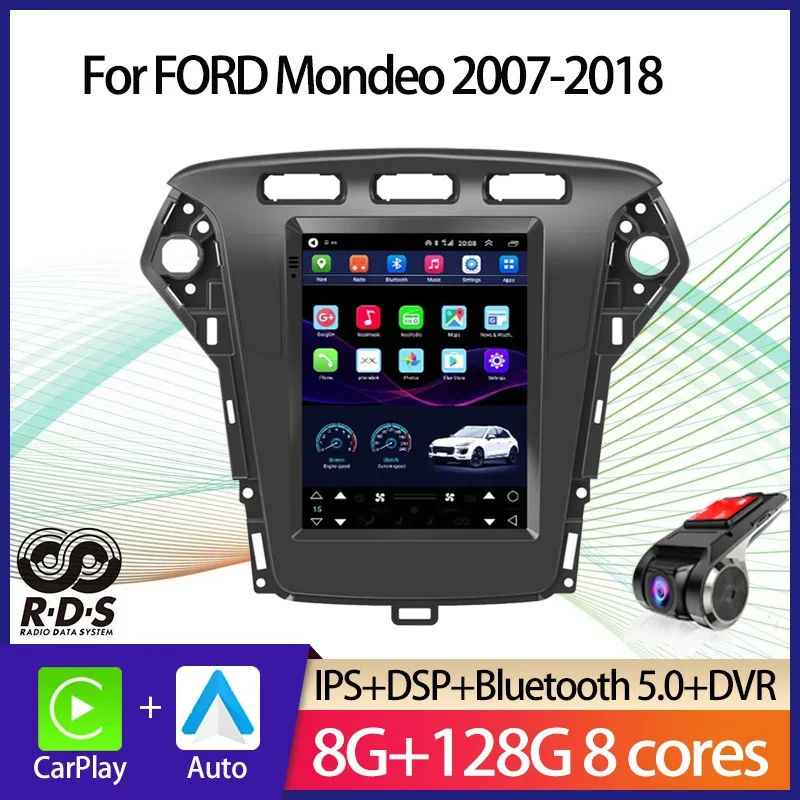 Car GPS Navigation Android Tesla Style For FORD Mondeo 2007-2018 Auto Radio Stereo Multimedia Player With BT WiFi Mirror Link