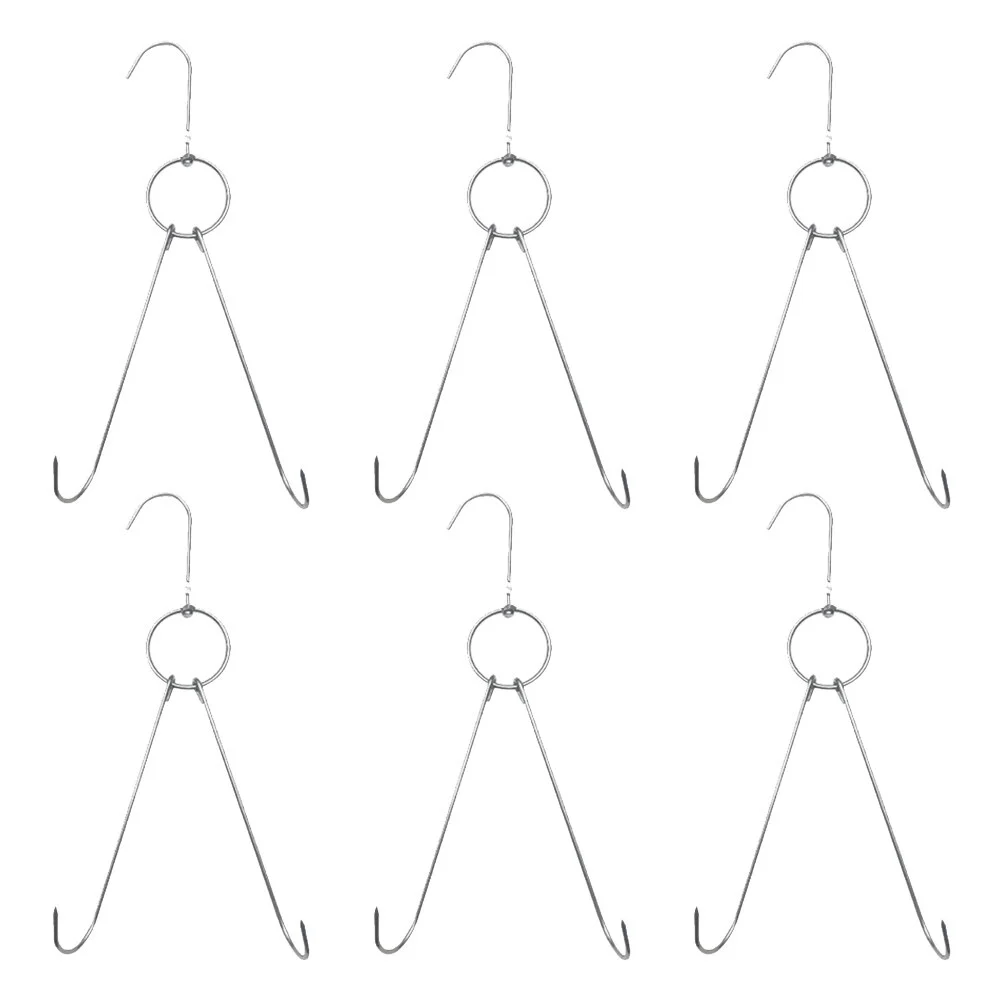 

6 Pcs Steak Grill Stainless Steel Double Hooks Drying Meat Barbecue