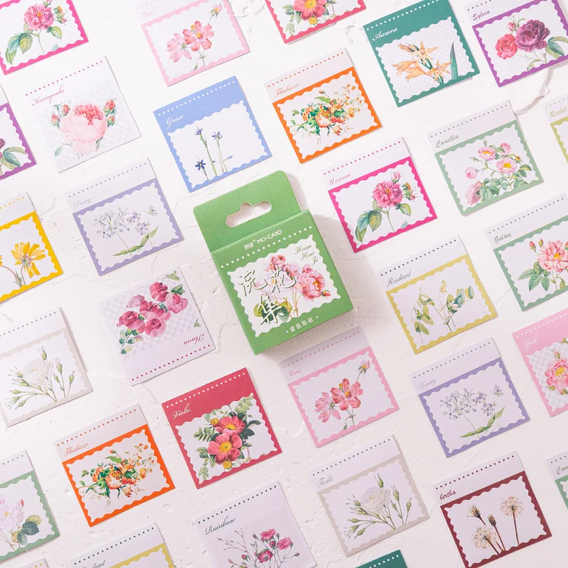 

46 Pcs Kawaii Stickers Set Color Flower Diy Label for Scrapbooking Craft Planner Gift Packing Sticker