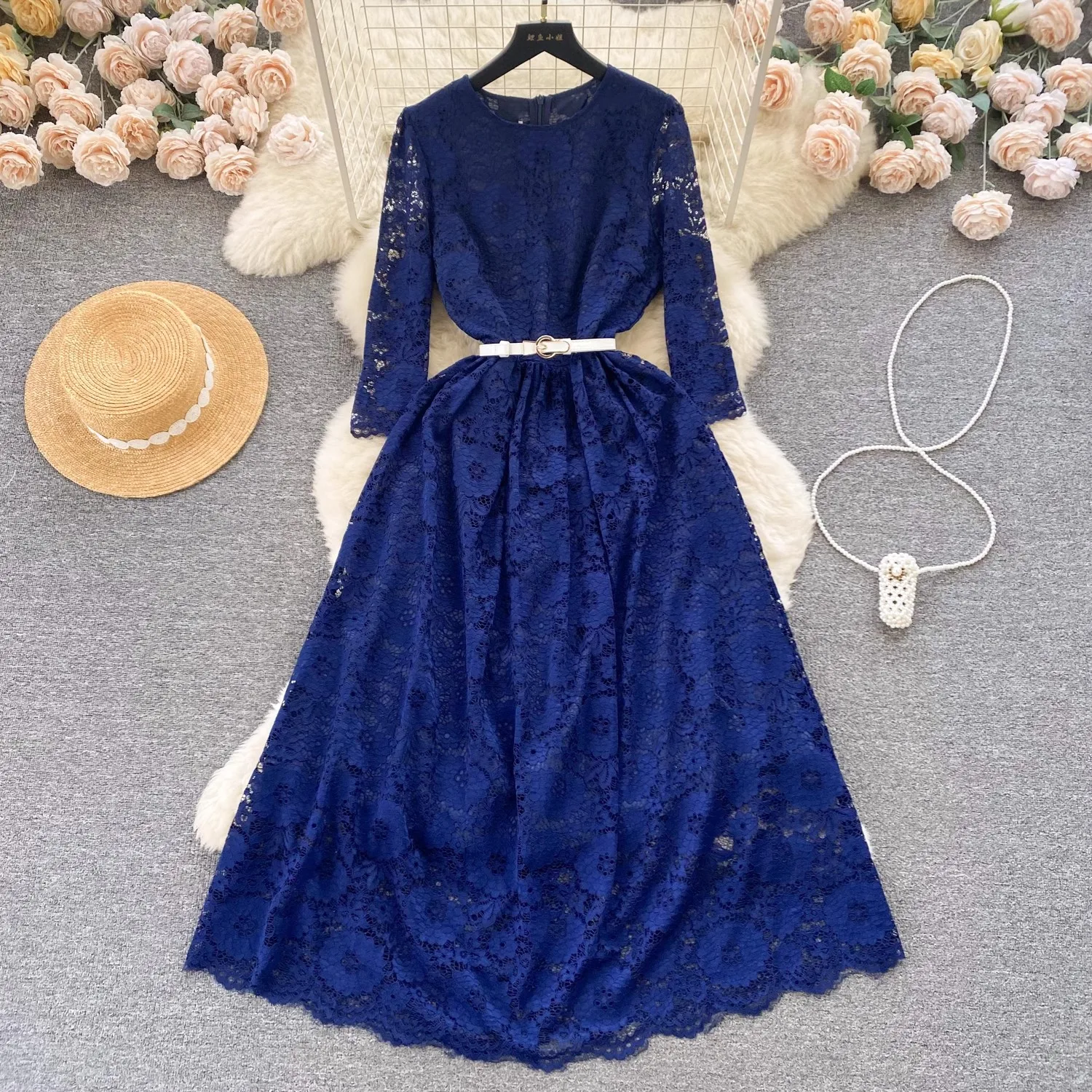 Новинка весна-лето 2024 кружевные ажурные женские модные вечерние повседневные