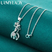 urmylady 925 sterling silver little deer aaa zircon pendant 16 30 inch necklace chain for women wedding fashion jewelry