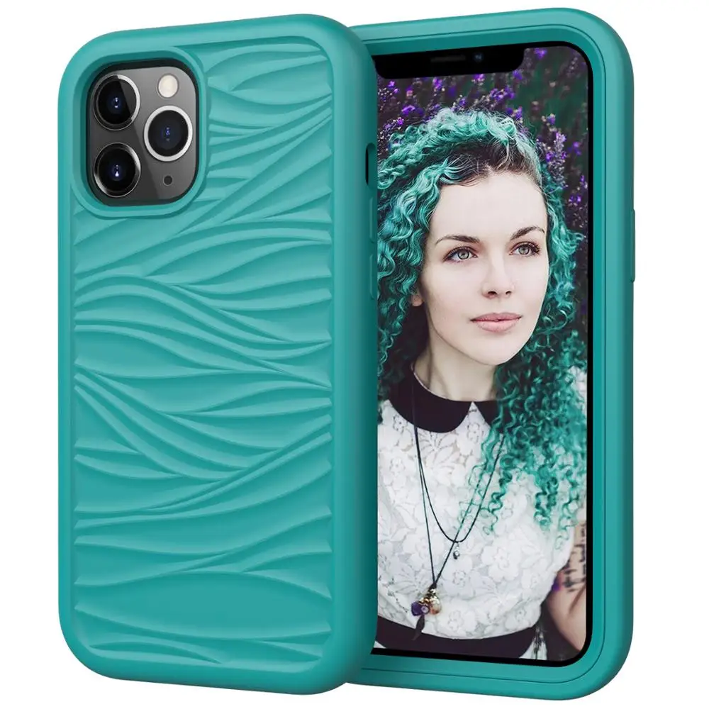 

NEW 3 in 1 Armor Shockproof Phone Case for iPhone 12 Pro 11 Pro Max X XR XS Max 8 7 Plus 12Mini Fashion Wave Texture Back Cover