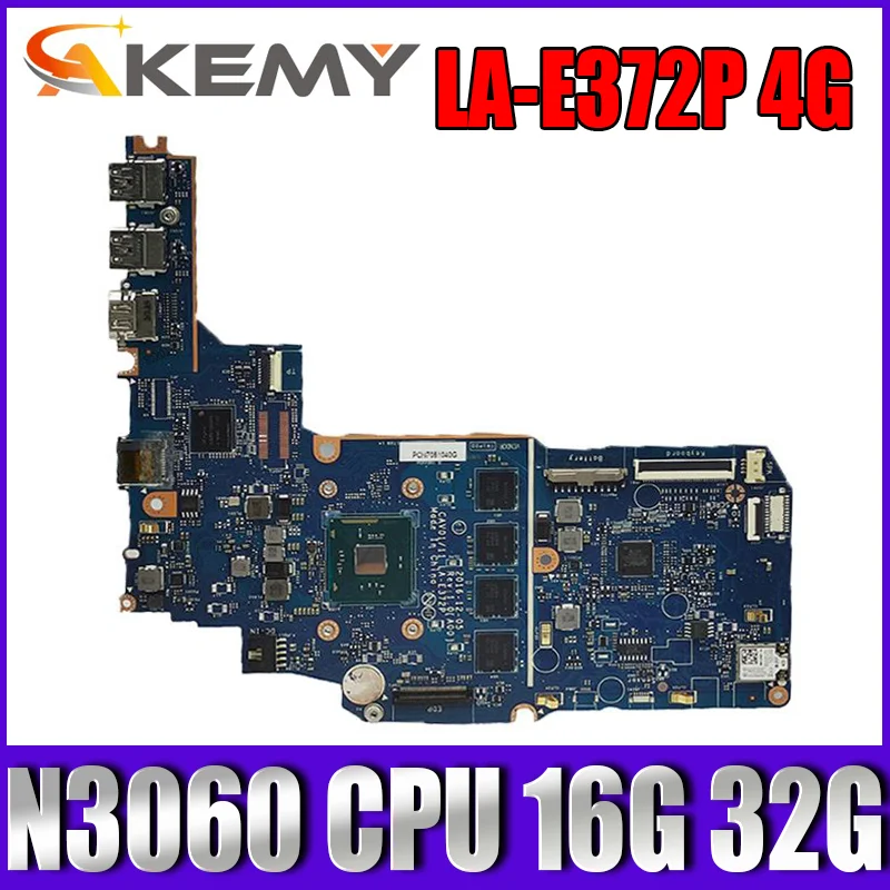 For DELL Chromebook 3189 Celeron N3060 Laptop Motherboard CN-0P0KXH 0R90JW LA-E372P 4G DDR3 Notebook Mainboard w/16G or 32G ssd