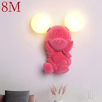 8m modern wall lamp resin creative pink mouse sconces light led cartoon romantic for decor childrens room home bedroom