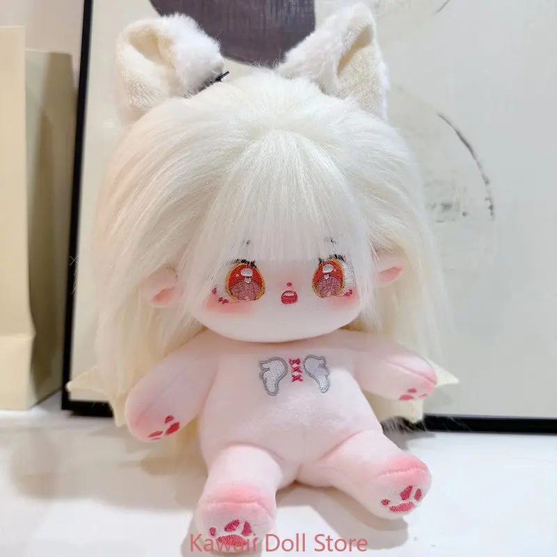 

In Stock No attributes White Lolita Girl Cute Monster Beast Ears Plush 20cm Doll Stuffed Anime Dress UP Plushie Pillow Toy Gift