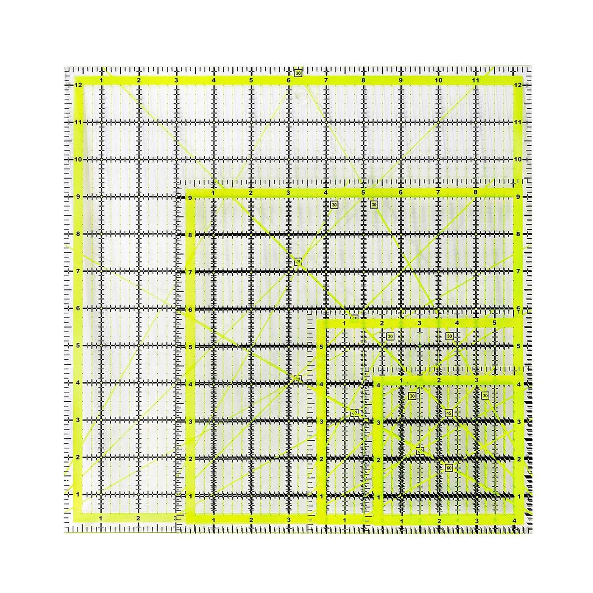 

4 PCS Quilting Ruler, Square Quilting Rulers Fabric Cutting Ruler Acrylic Quilters Rulers Clear Mark with Non Rings