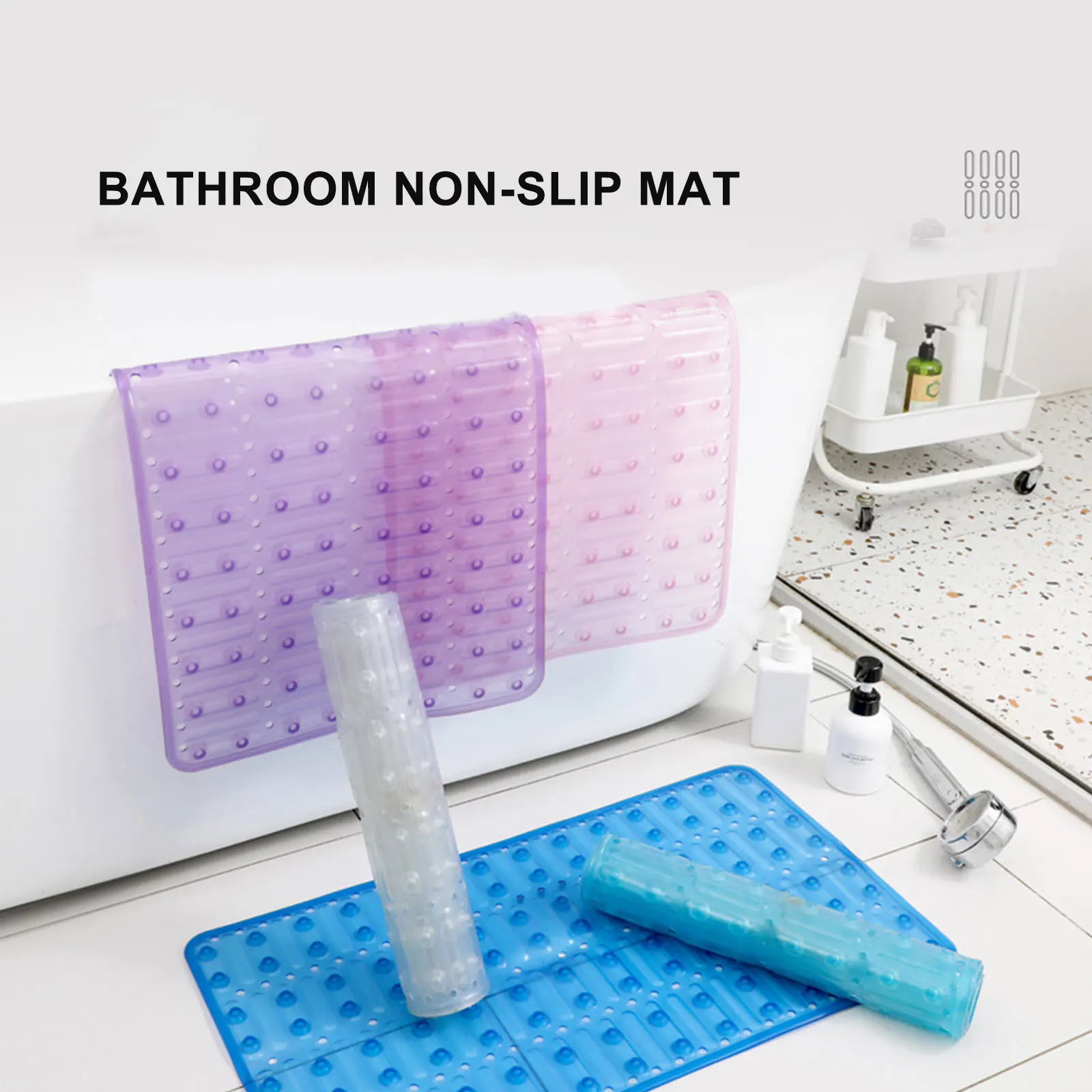 

PVC Bathroom Non-slip Mat Double-sided Anti-slip Shower Mat Household Toilet Floor Door Supplies 40x70CM