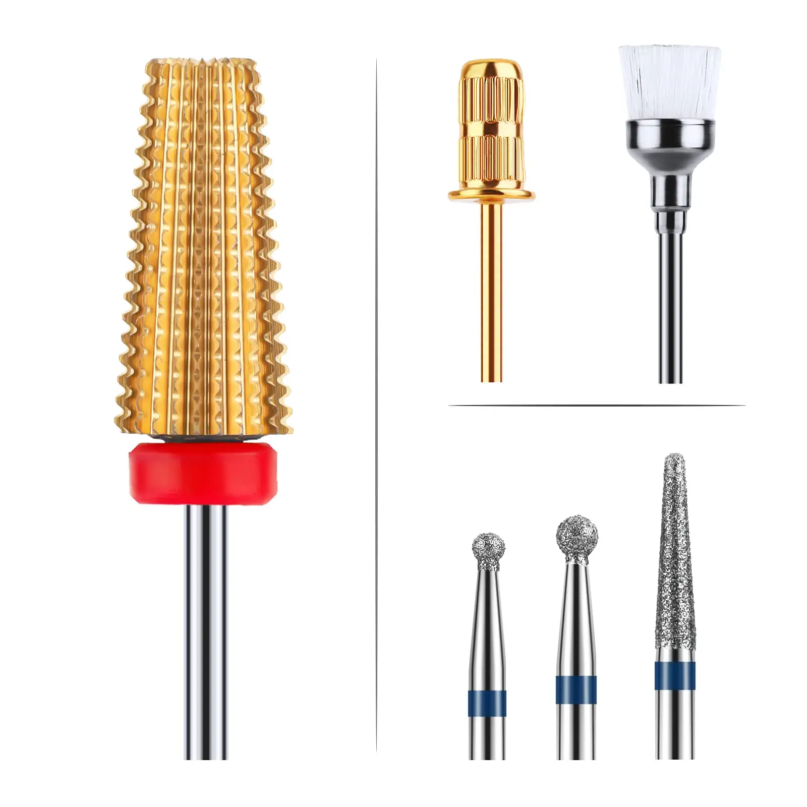 5 In 1 Nail Drill Bits Carbide Tapered Barrel Milling Cutter  3/32