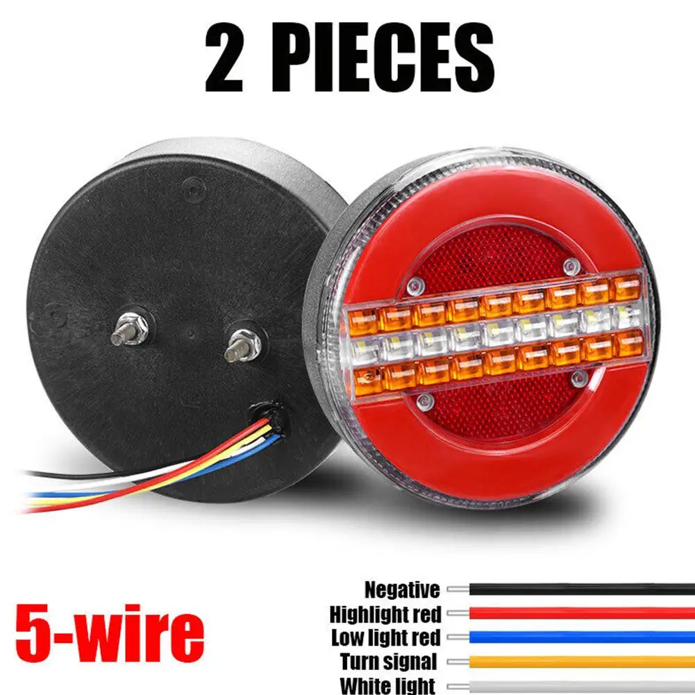

2Pcs 4 Inch Truck Brake Light LED Round Trailer Tail Light 1200LM 12-24V Reverse Lamp Ip67 Waterproof